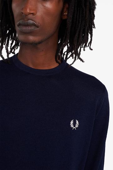 Pánské Knitwear Fred Perry Classic Crew Neck Jumper Tmavě Blankyt | CZ 1759NWYB